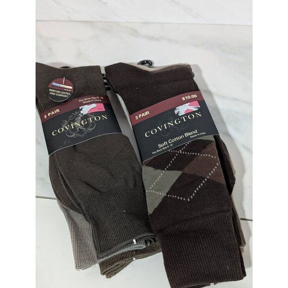 Covington Men's Assorted Solid Brown Socks Size 6-12 NWT - Picture 1 of 5